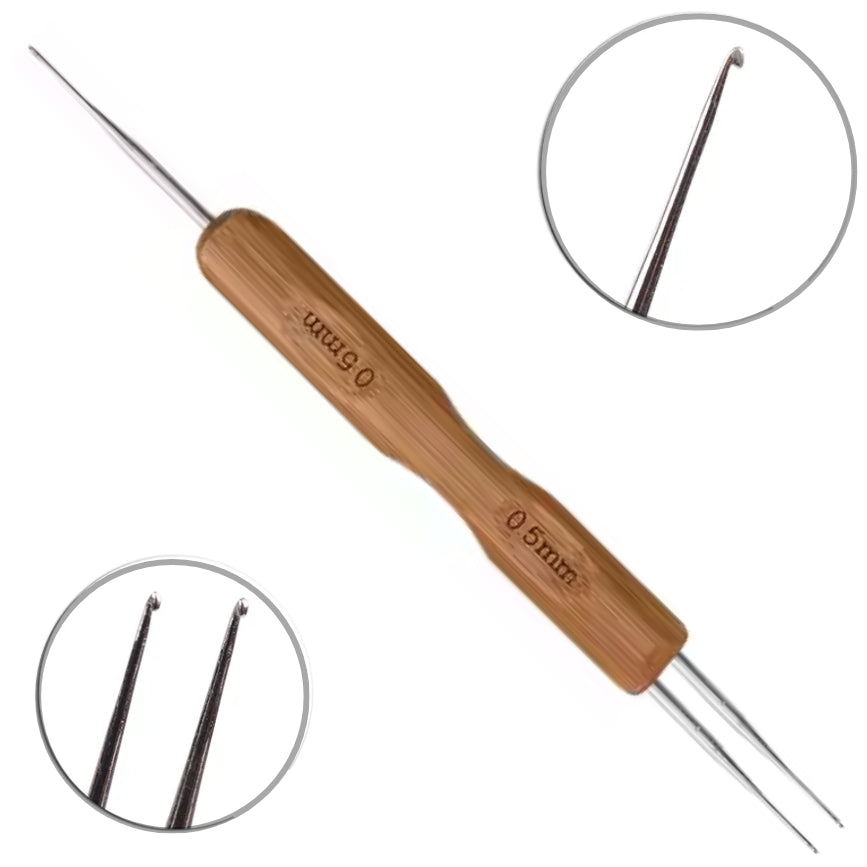 Bamboo Handle Dreadlocks Crochet Hook Tool for Yarn Crafts, Locs, Dreads, Braids, and Hair Styling