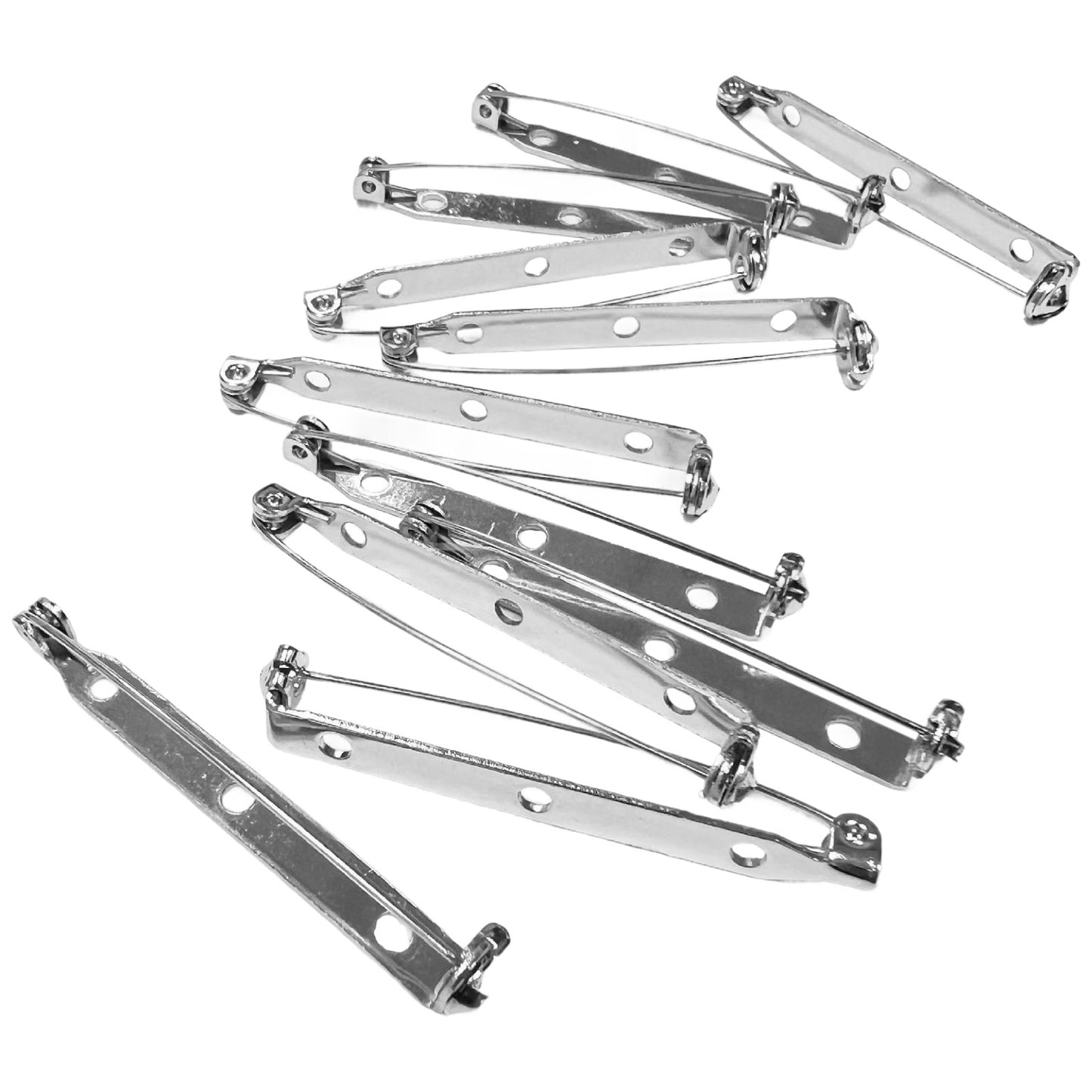 Silver Brooch Pin Back Bars Pinback Clasps for Badges Crafts Name Tags Jewelry DIY, Pack of 60