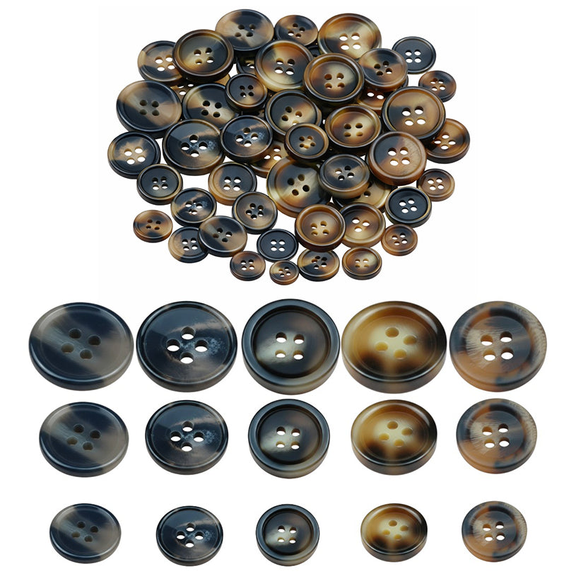Mixed Sewing Buttons 4 Hole Resin Buttons 15mm 20mm 25mm for Clothing and Crafts, Pack of 110