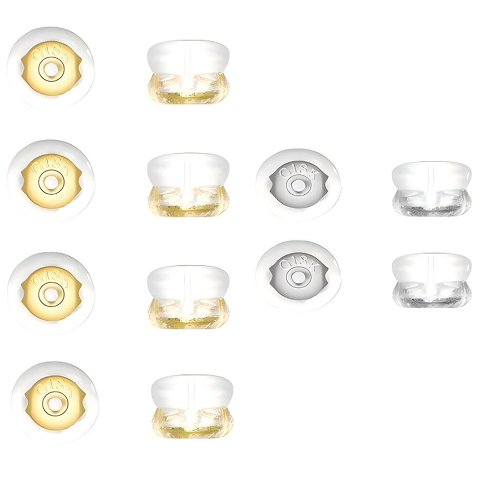 Silicone Locking Earring Backs for Studs and Heavy Earrings Hypoallergenic Clear, Pack of 12