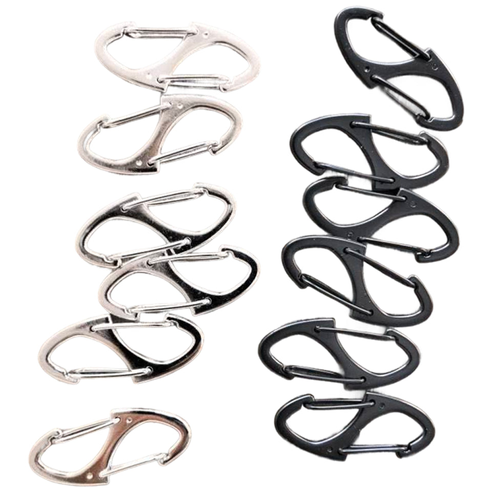 Zinc Alloy Anti Theft Zipper Clips with Dual Opening Carabiner Pulls for Bags and Luggage, Pack of 8