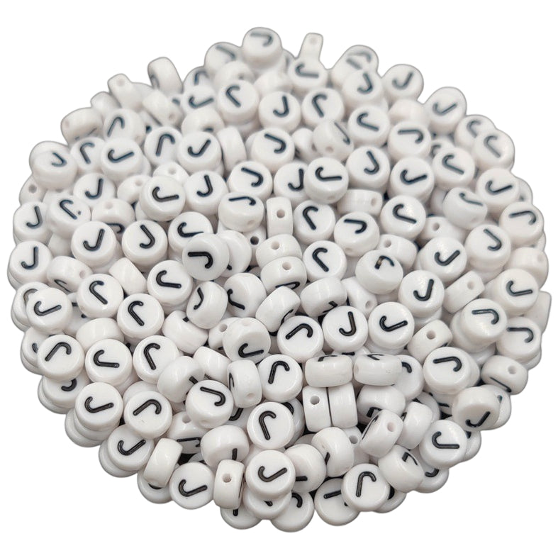 White Round Acrylic Alphabet Letter Beads for Bracelet and Jewelry Making 4x7mm, Pack of 300