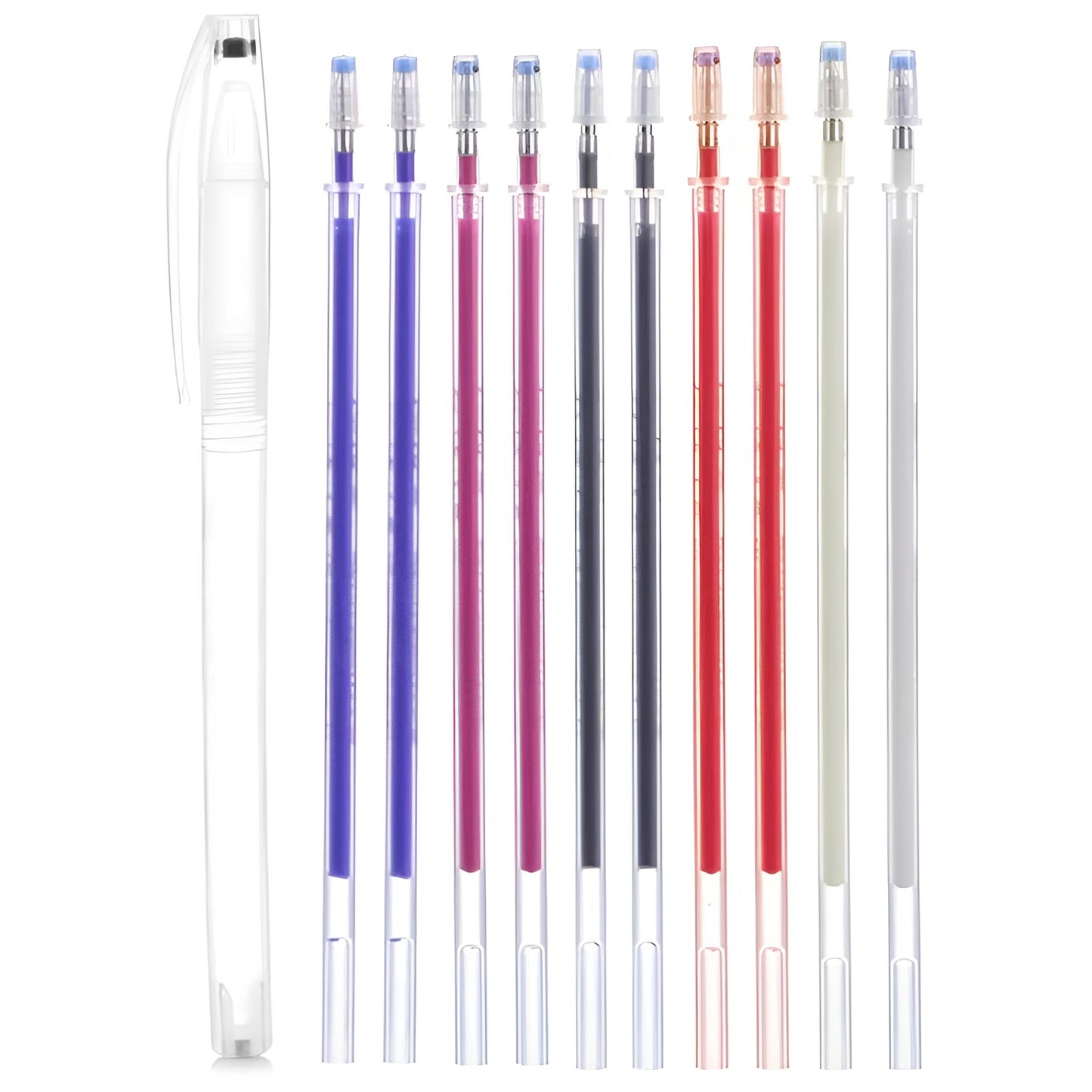 Heat Erasable Fabric Marking Pen with 10 Refills Disappearing Ink for Sewing Quilting Embroidery and DIY Crafts