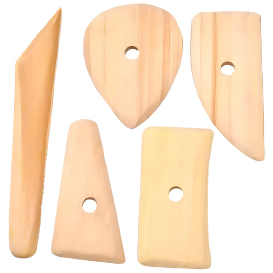 Double-Sided Pottery and Clay Sculpting Tools with Smooth Wooden Handles for Carving and Shaping