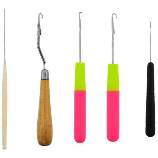 5pcs Latch Hook Set with Small Crochet Needles in Multiple Sizes for Hair Weaving and Styling