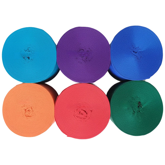 Crepe Paper Streamers 82ft Each Roll for Birthday, Wedding, and Party Decorations 1.77 Inch, Pack of 6