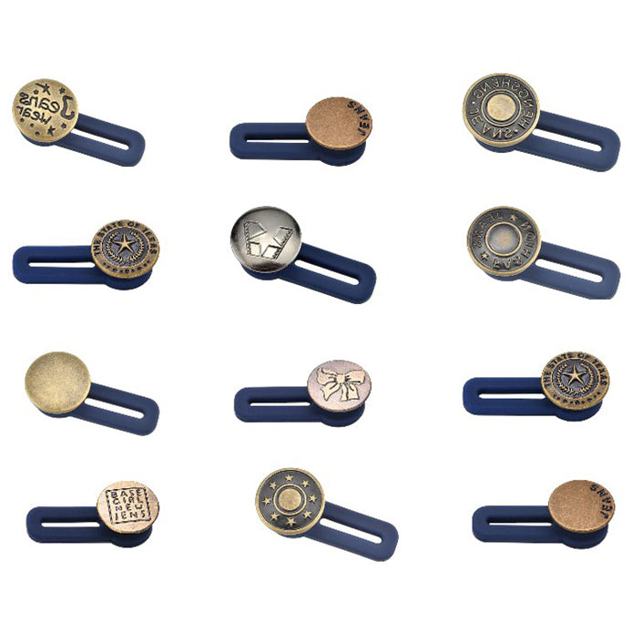 Adjustable No-Sew Pant Waist Extenders for Jeans, Trousers, Skirts, 1–1.8 Inch Fit Buttons, Set of 12