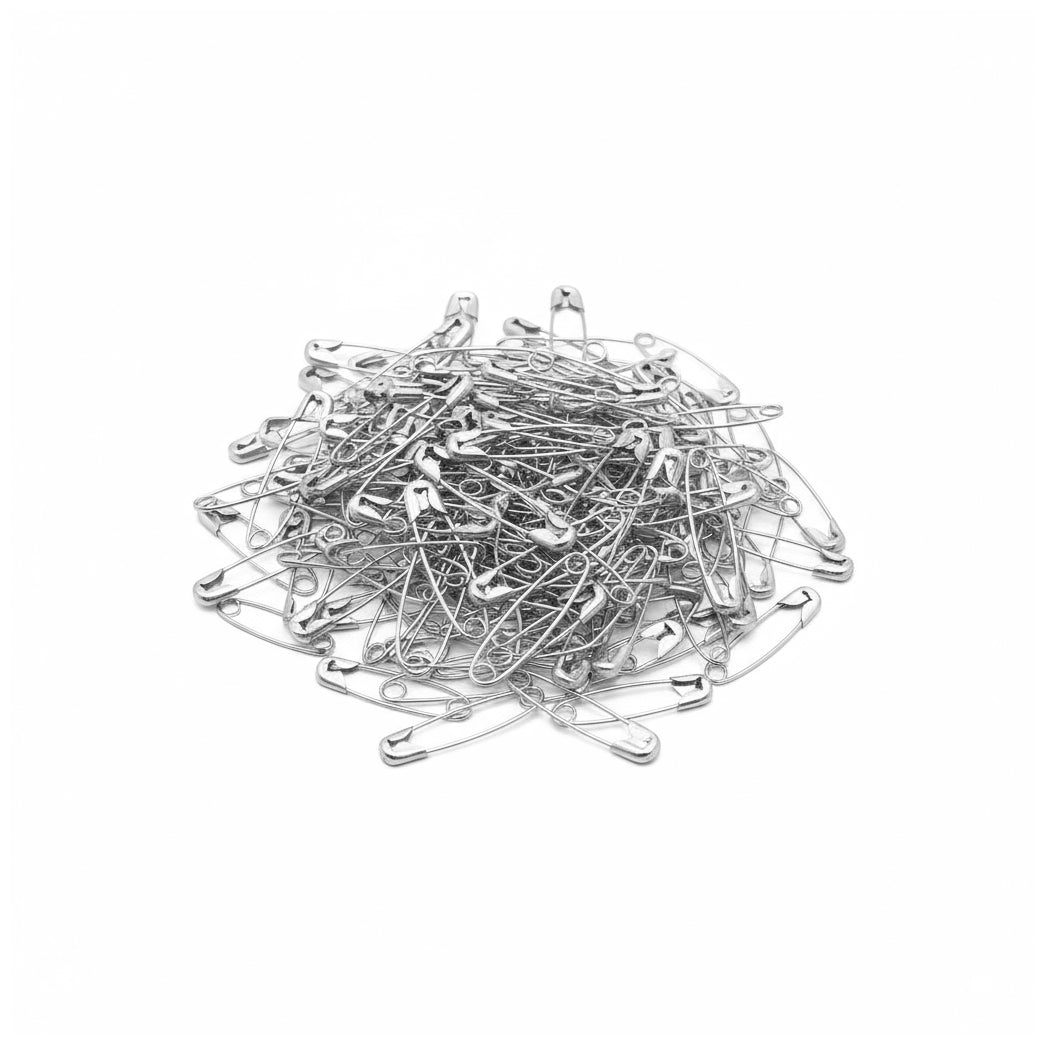 Heavy Duty Steel Safety Pins for Sewing, Crafts, Fashion and First Aid Kits, Pack of 100