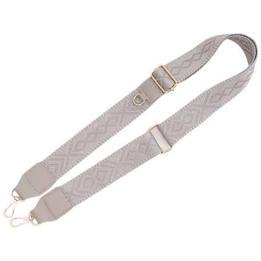 Adjustable Purse Strap With Crazy Horse Leather Ends and Jacquard Embroidery