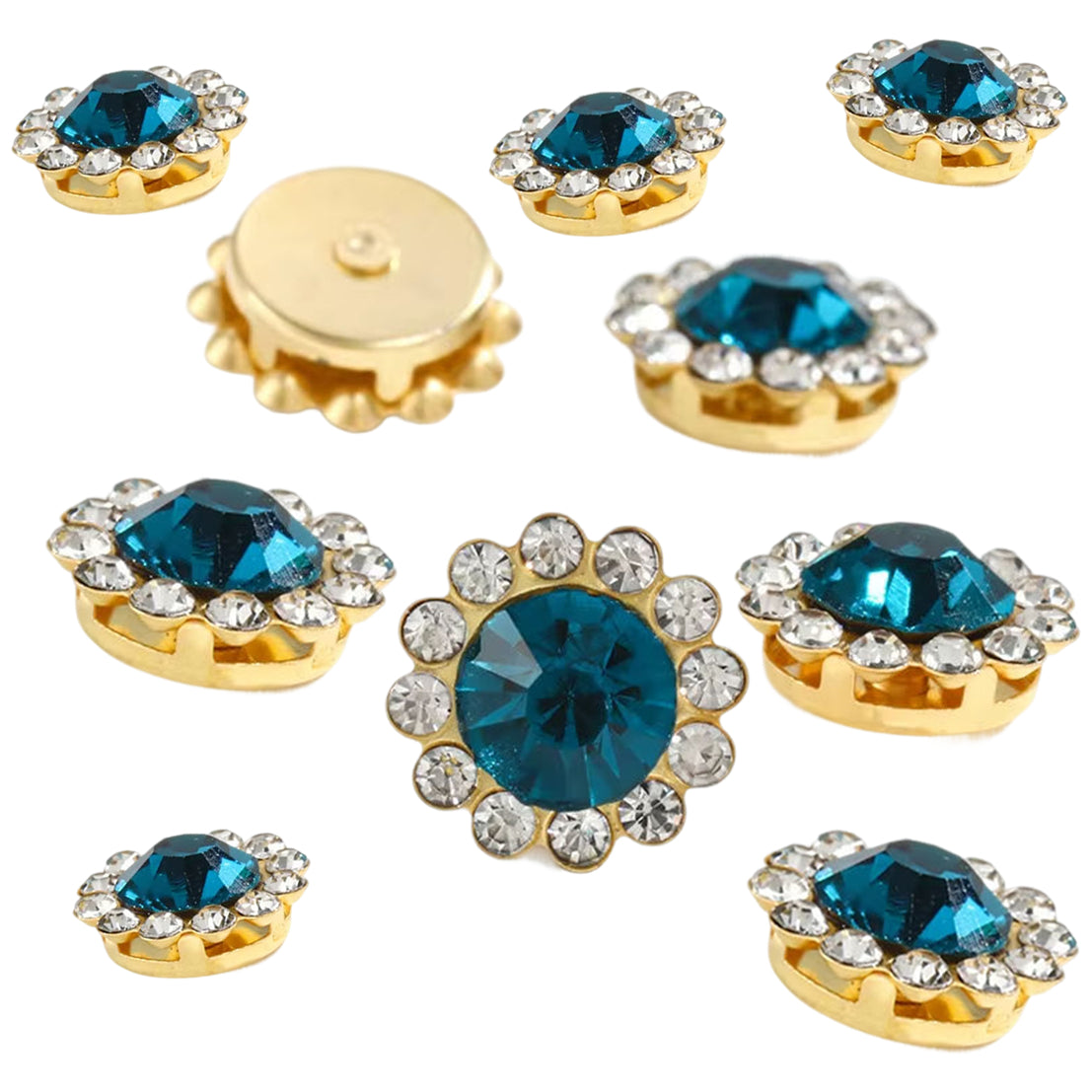 12mm Crystal Flower Sew On Rhinestones with Metal Base for Clothes and Crafts, Pack of 150