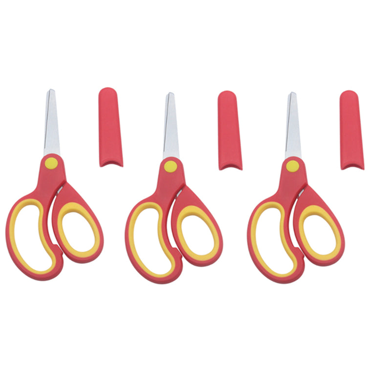 5 Inch Left-Handed Kids Safety Scissors Blunt Tip Stainless Steel for School and Crafts, Pack of 3