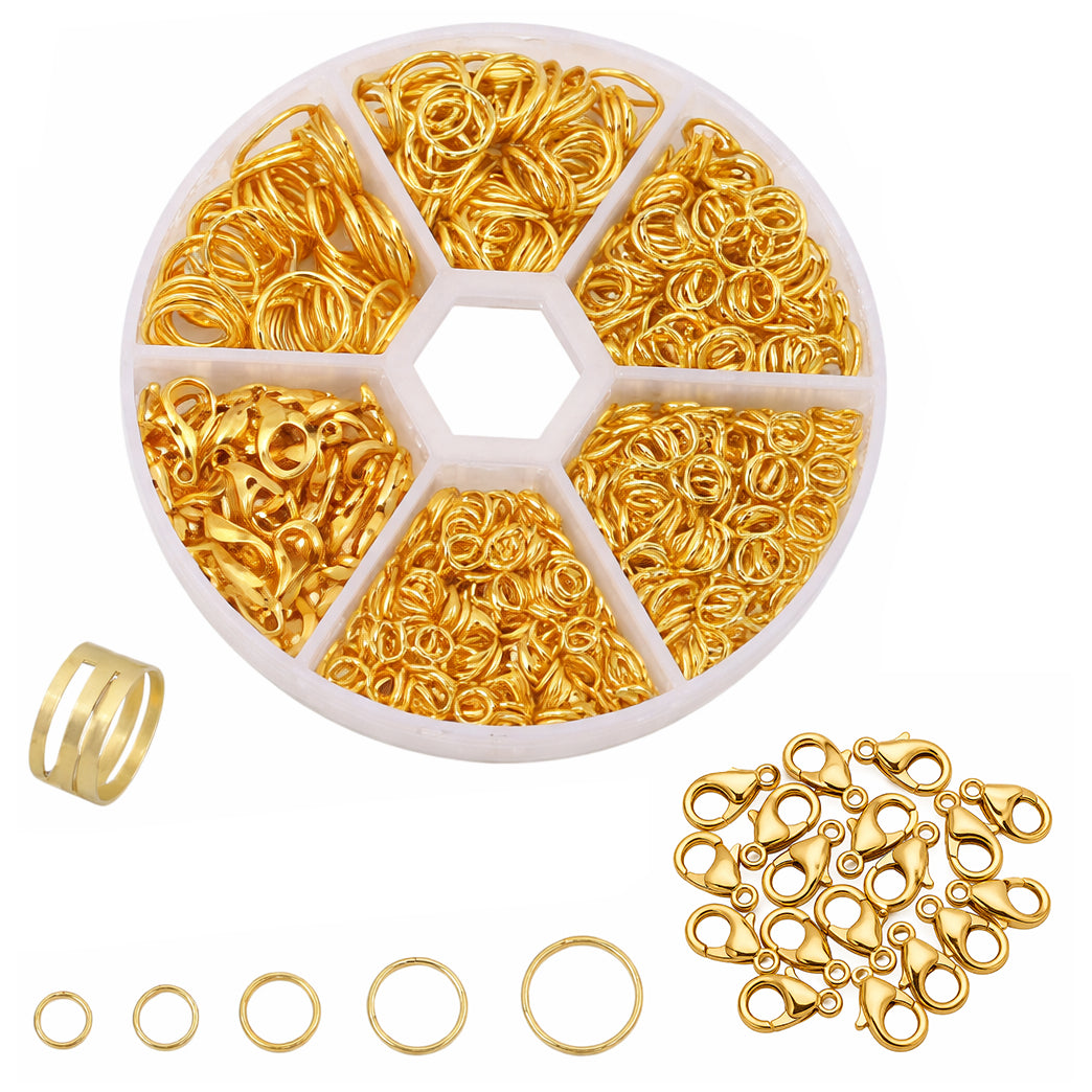 1000pcs Jump Rings Kit, Lobster Claw Clasps and Ring Opener for Jewelry Making and Repair
