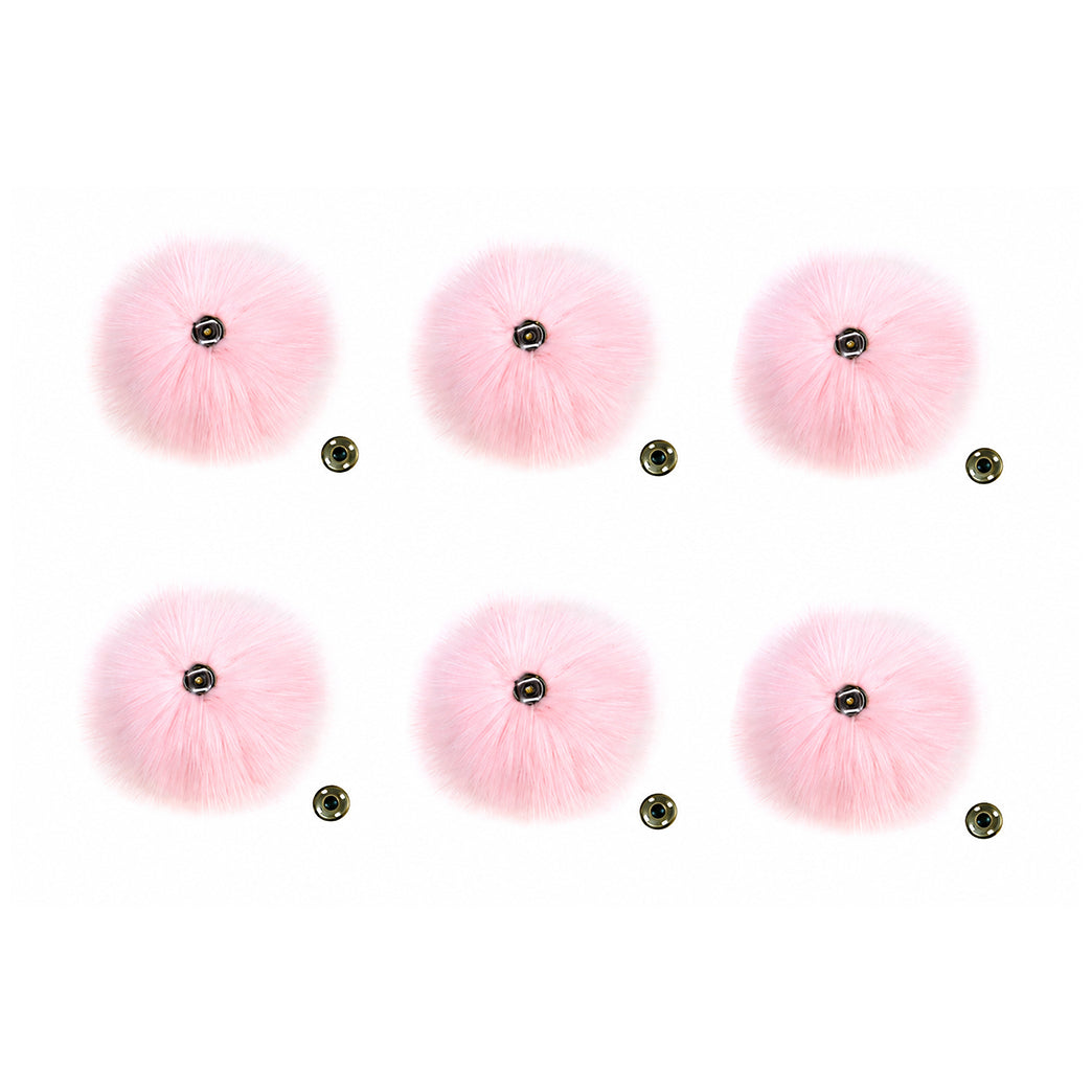 Detachable Faux Fox Fur Pom Poms for Hats with Snaps, 4.3 Inch DIY Accessories, Pack of 6
