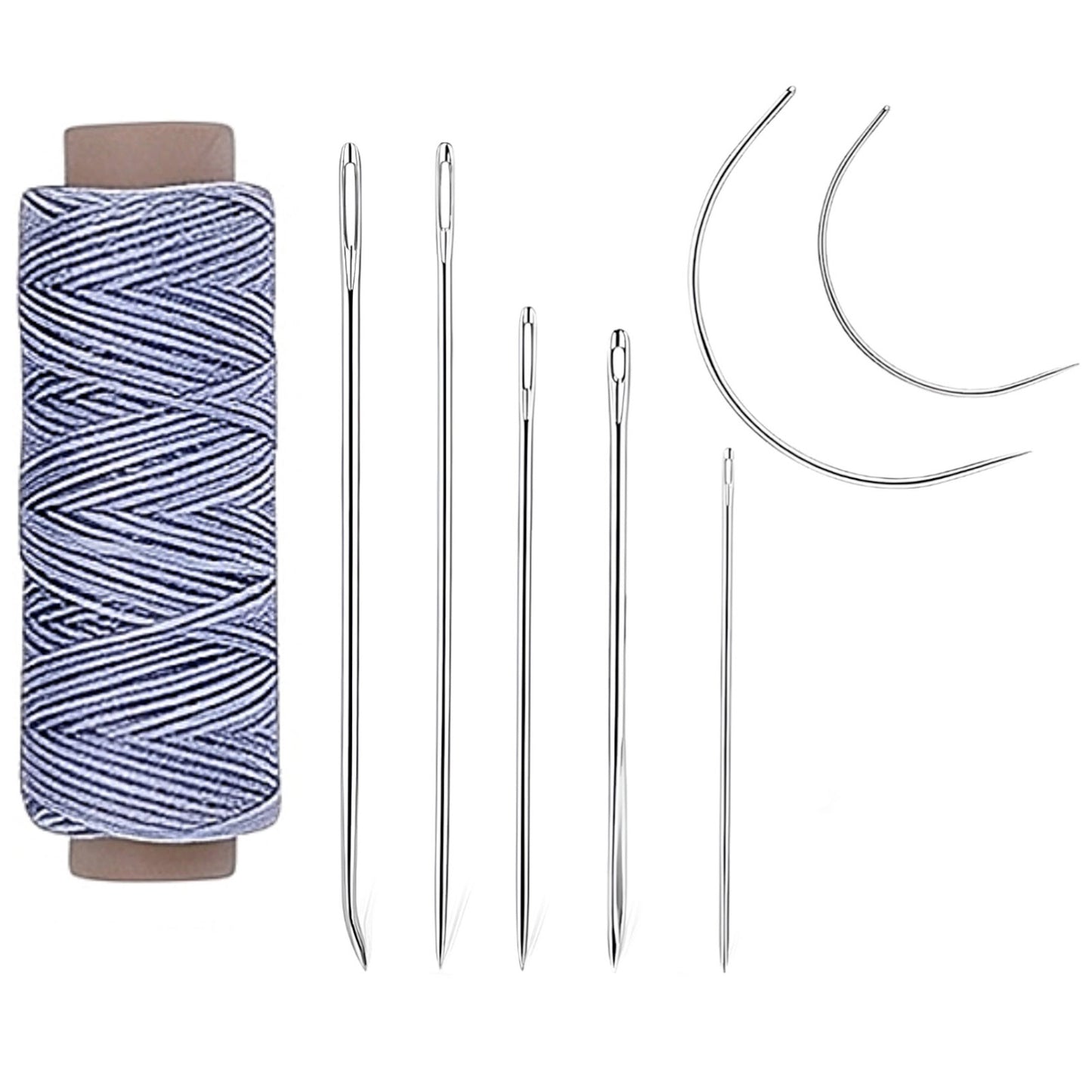 Waxed Thread Upholstery Needle Set with 7 Hand Sewing Needles for Leather Repair