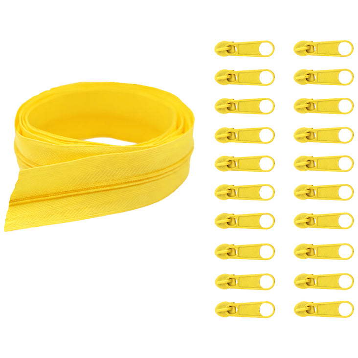 Nylon Coil Zipper 10 Yards with 20 Sliders for DIY Sewing Bags Garments and Crafts