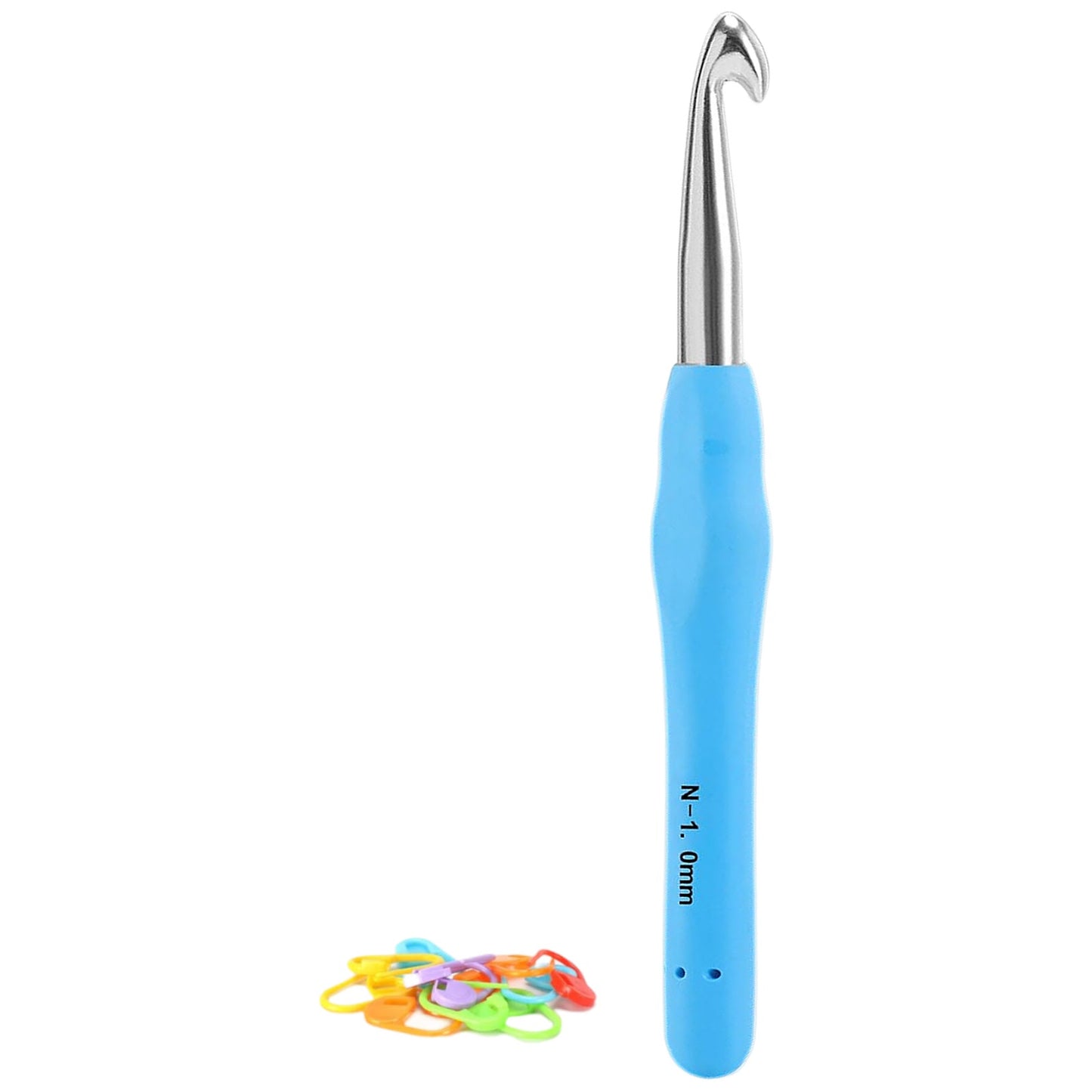 Extra Long Crochet Hook Ergonomic Anti Slip Handle with Stitch Markers for Knitting Crochet