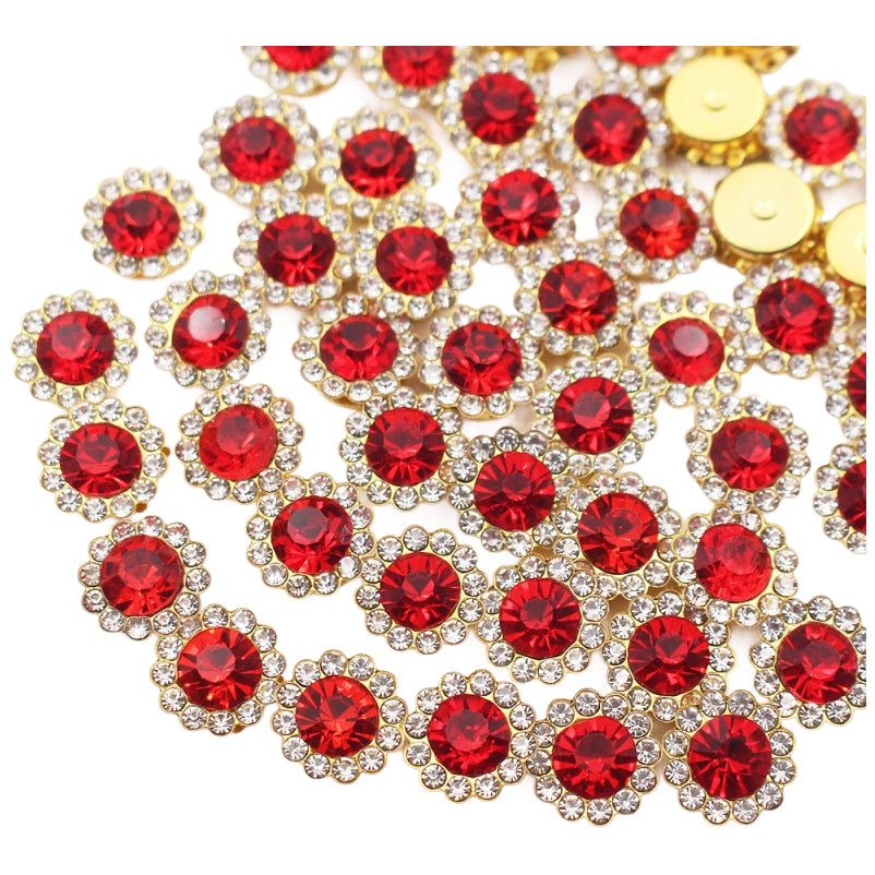 12mm Sew On Crystal Rhinestones with Metal Claw Base for Clothes, Shoes, and Crafts, Pack of 100