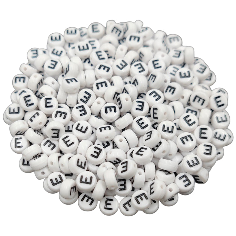 White Round Acrylic Alphabet Letter Beads for Bracelet and Jewelry Making 4x7mm, Pack of 300