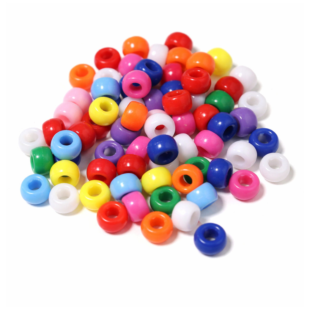 9mm Plastic Pony Beads for Bracelets Necklaces Hair Jewelry Crafts, Pack of 1000