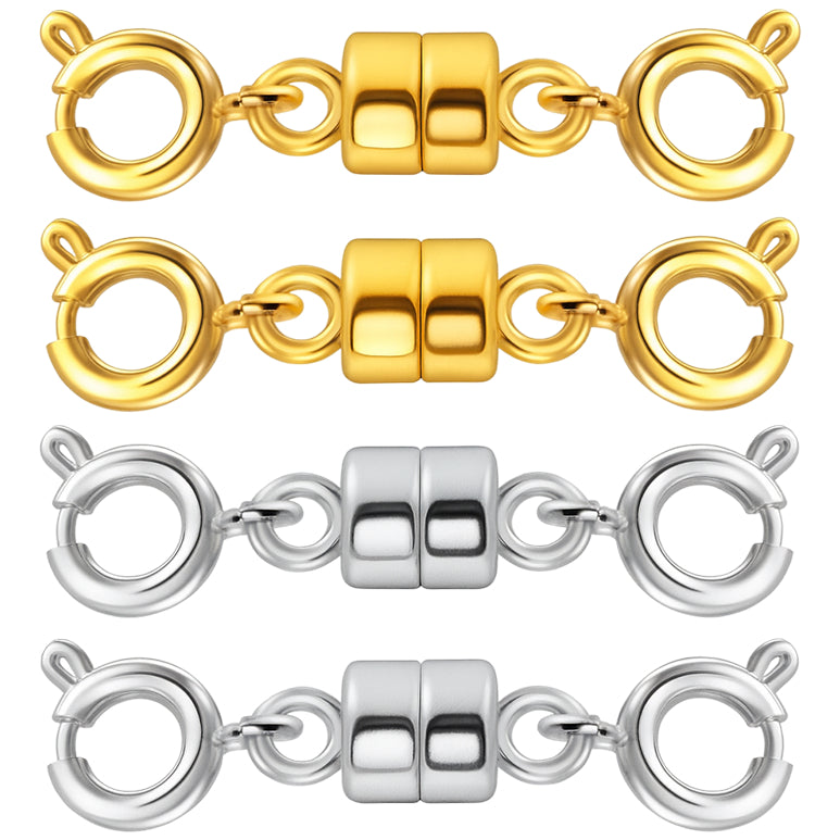 14K Gold and Silver Double Magnetic Necklace Clasps and Bracelet Extenders for DIY Jewelry Making