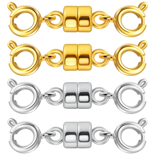 14K Gold and Silver Double Magnetic Necklace Clasps and Bracelet Extenders for DIY Jewelry Making
