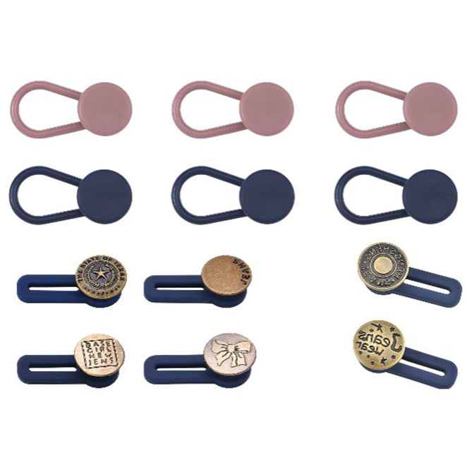 Adjustable No-Sew Pant Waist Extenders for Jeans, Trousers, Skirts, 1–1.8 Inch Fit Buttons, Set of 12