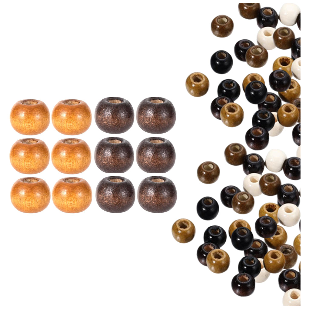 Natural Maple Wood Round Beads 9x10mm for Jewelry, Macrame, Hair, and DIY Crafts, Pack of 100
