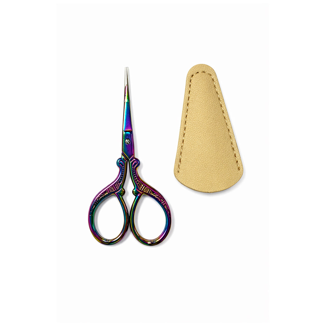 Embroidery Sewing Scissors with Leather Cover for Needlework Crafting Thread Cutting and DIY Handicraft Tools