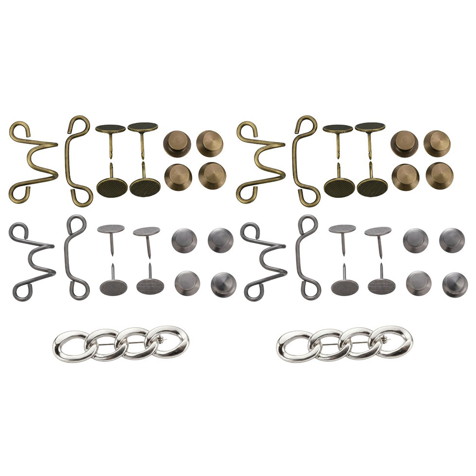 4 Sets Waist Cinching Buckles and 2pcs Pin Waist Cincher Clips for Jeans Dresses Skirts No Sew