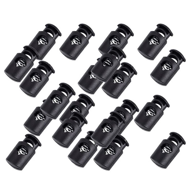 Black Plastic Cord Locks for Drawstrings and Shoelaces Durable Spring Toggle Stoppers for Bags and DIY