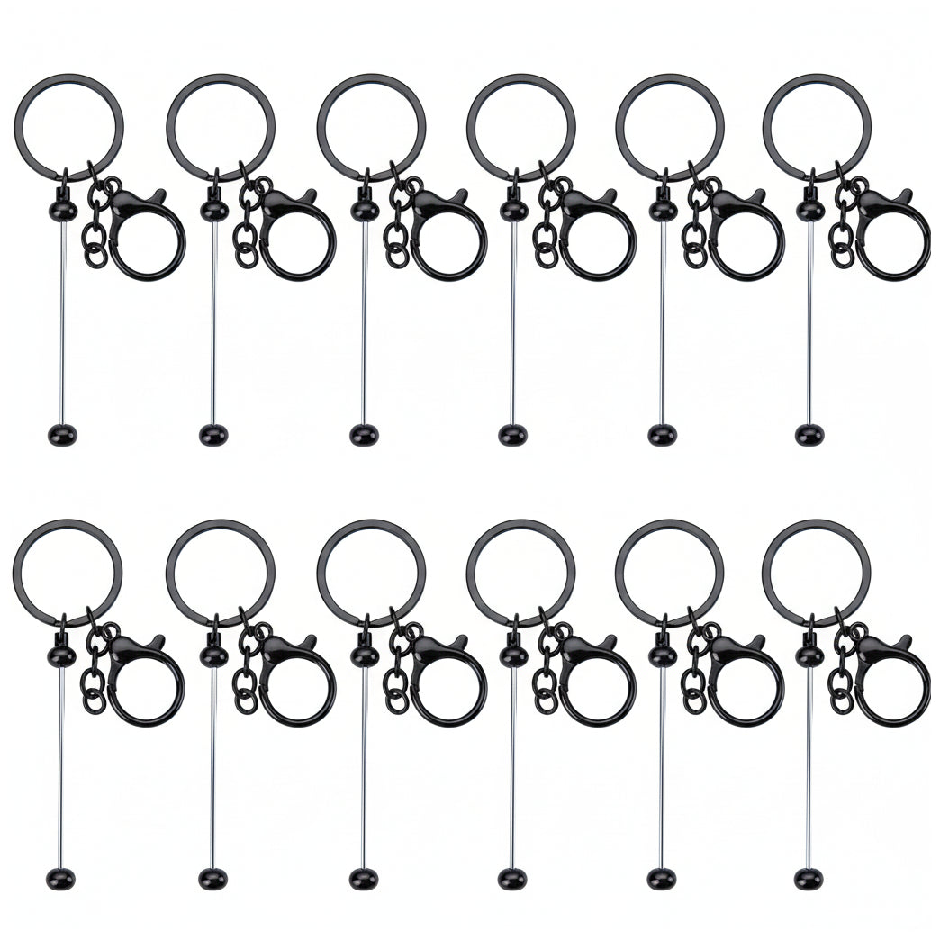 Beadable Keychain Bars Metal 14.8cm Blank Beaded Keychains for DIY Crafts Gifts and Jewelry Making