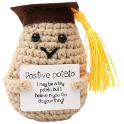 Dr. Potato Handmade Crochet Doll - Lovely Gift with Different Cards for Emotional Support & Positivity