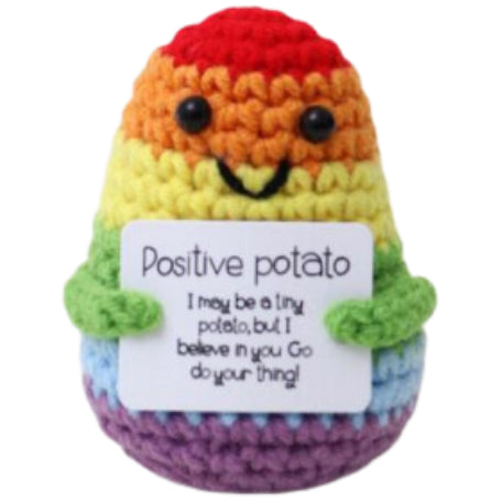 Colorful Potato Handmade Crochet Doll - Lovely Gift with Different Cards for Emotional Support & Positivity