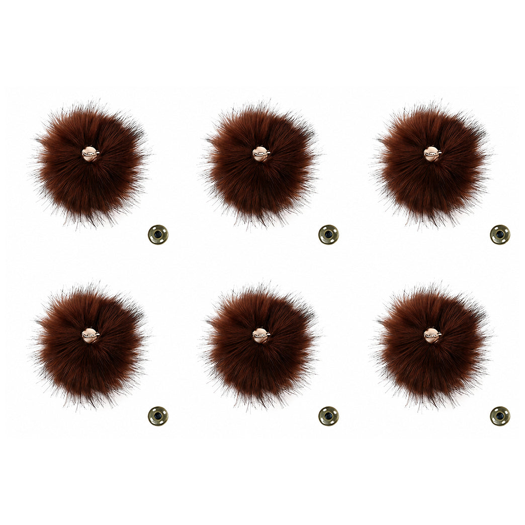 Detachable Faux Fox Fur Pom Poms for Hats with Snaps, 4.3 Inch DIY Accessories, Pack of 6