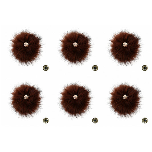 Detachable Faux Fox Fur Pom Poms for Hats with Snaps, 4.3 Inch DIY Accessories, Pack of 6