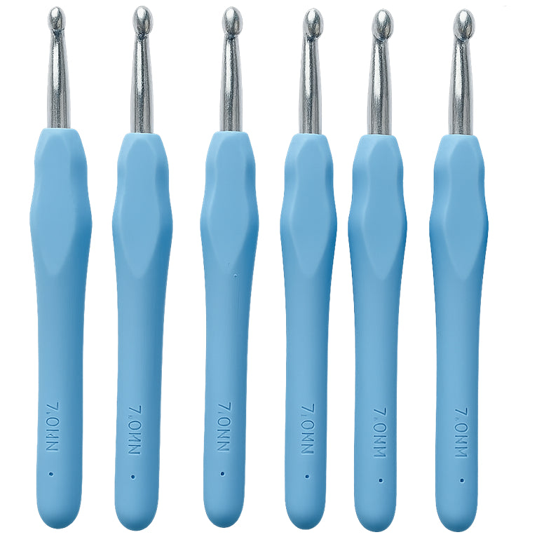 6pcs Aluminum Crochet Hooks with Soft Grip Ergonomic Handles for Knitting and DIY Yarn Crafts