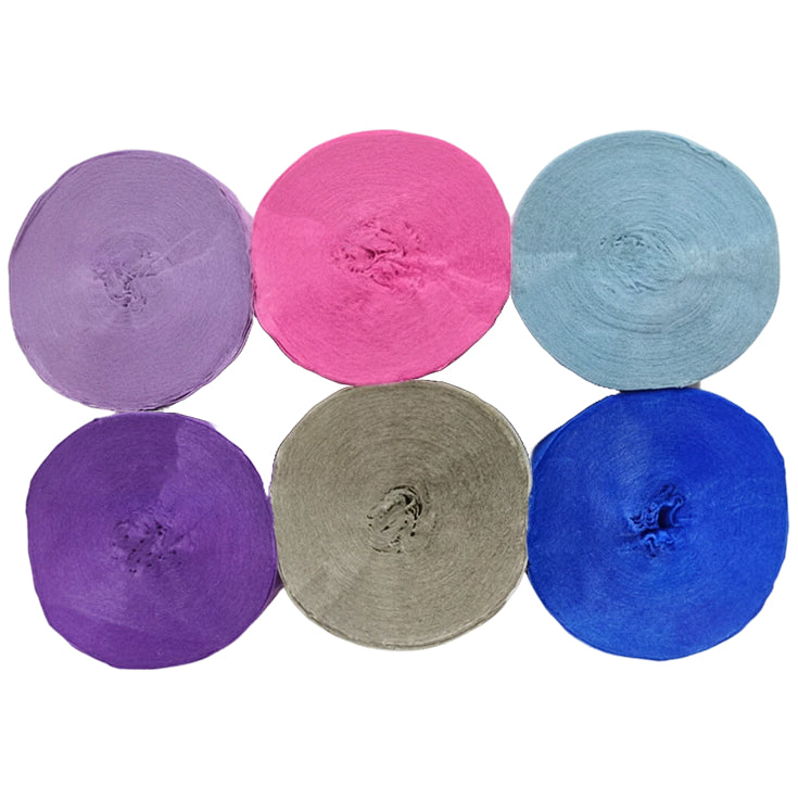 Crepe Paper Streamers 82ft Each Roll for Birthday, Wedding, and Party Decorations 1.77 Inch, Pack of 6
