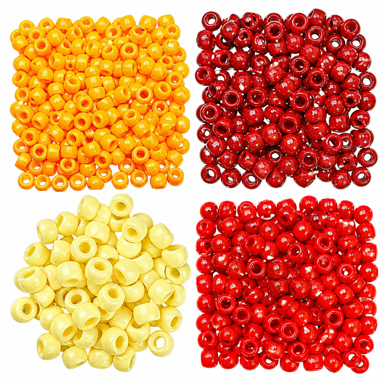 Pony Beads 6 x 9 mm Plastic Craft Beads for DIY Jewelry Hair and Decorations, Pack of 1200