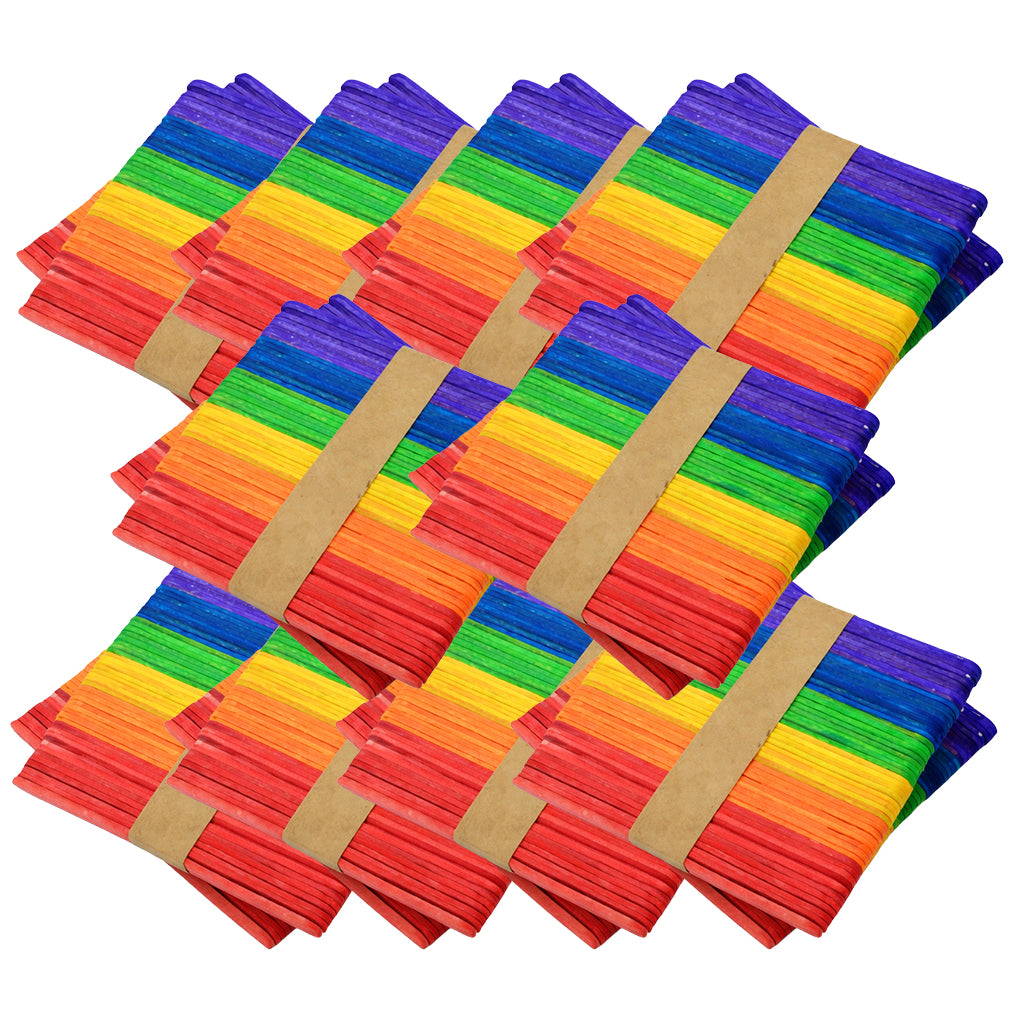 Colored Popsicle Sticks 4.5 Inch Rainbow Wooden Craft Sticks for DIY Projects, School Activities and Kids Crafts