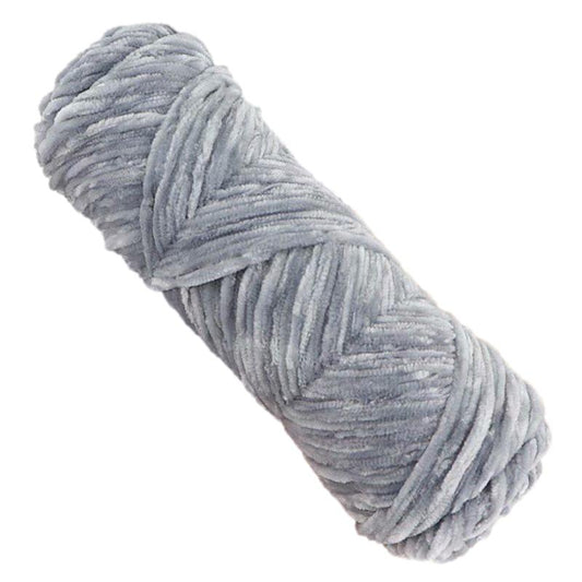 Light Gray Thick Chenille Yarn for Knitting/Crochet, #5 Weight (120 Yards)