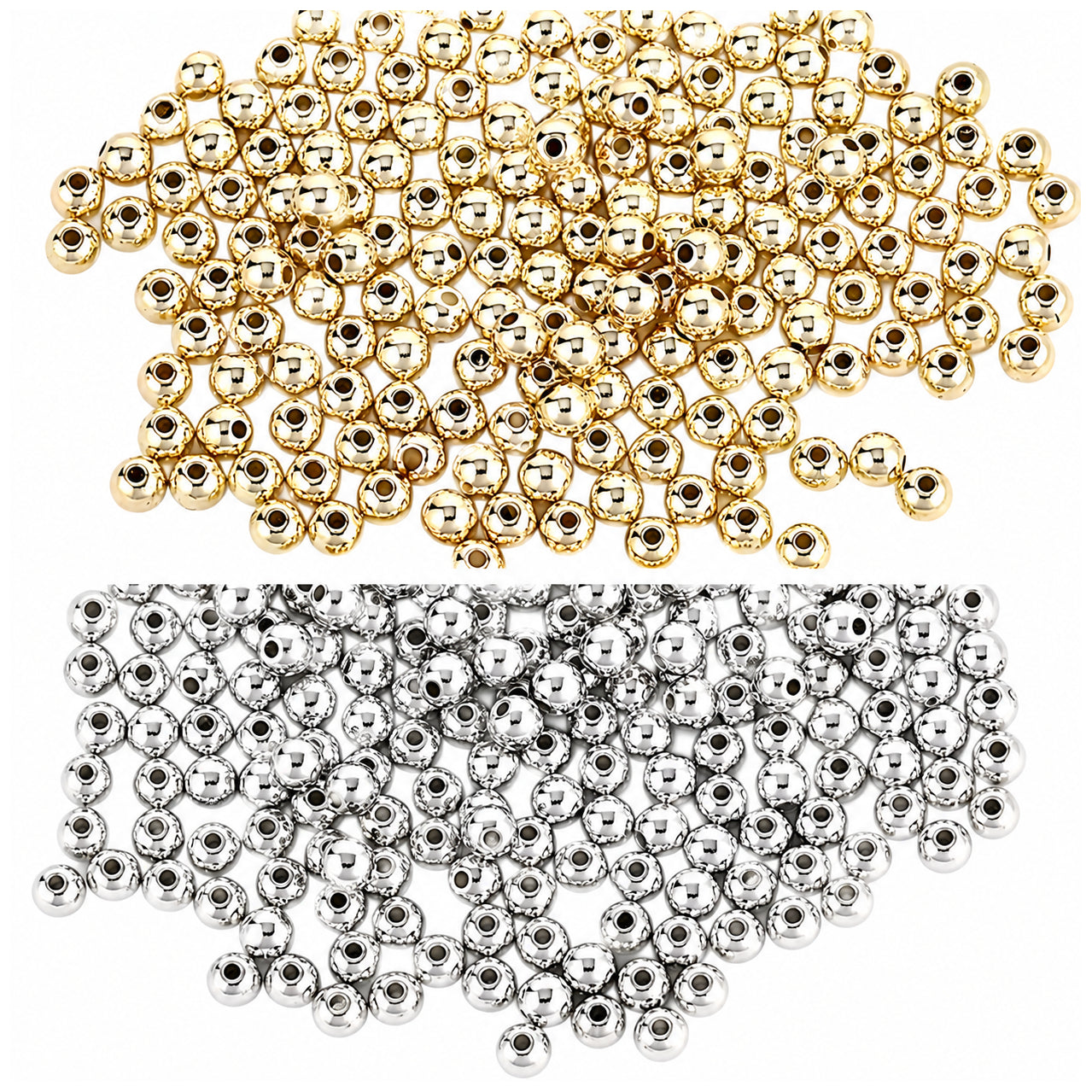 4mm Smooth Round Spacer Beads Coated Plastic Loose Ball Beads for Bracelet Jewelry Making