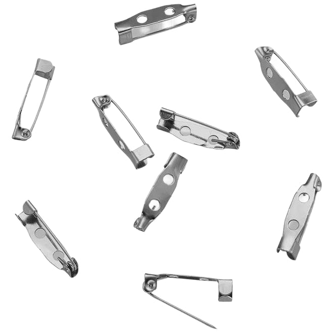 Silver Brooch Pin Back Bars Pinback Clasps for Badges Crafts Name Tags Jewelry DIY, Pack of 60