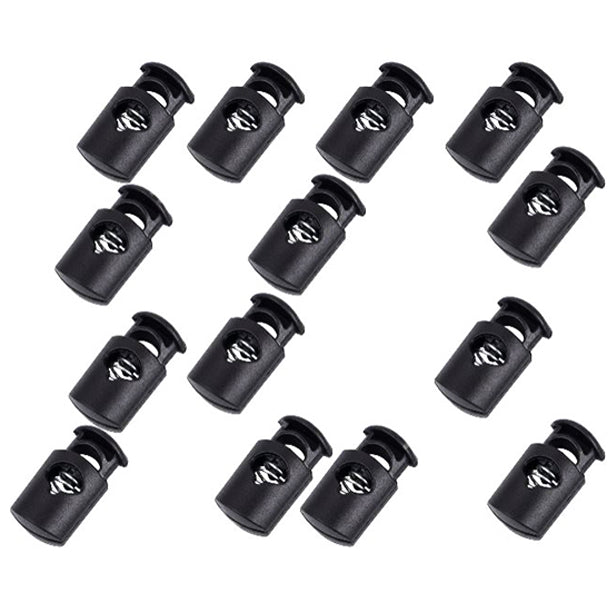 Black Plastic Cord Locks for Drawstrings and Shoelaces Durable Spring Toggle Stoppers for Bags and DIY