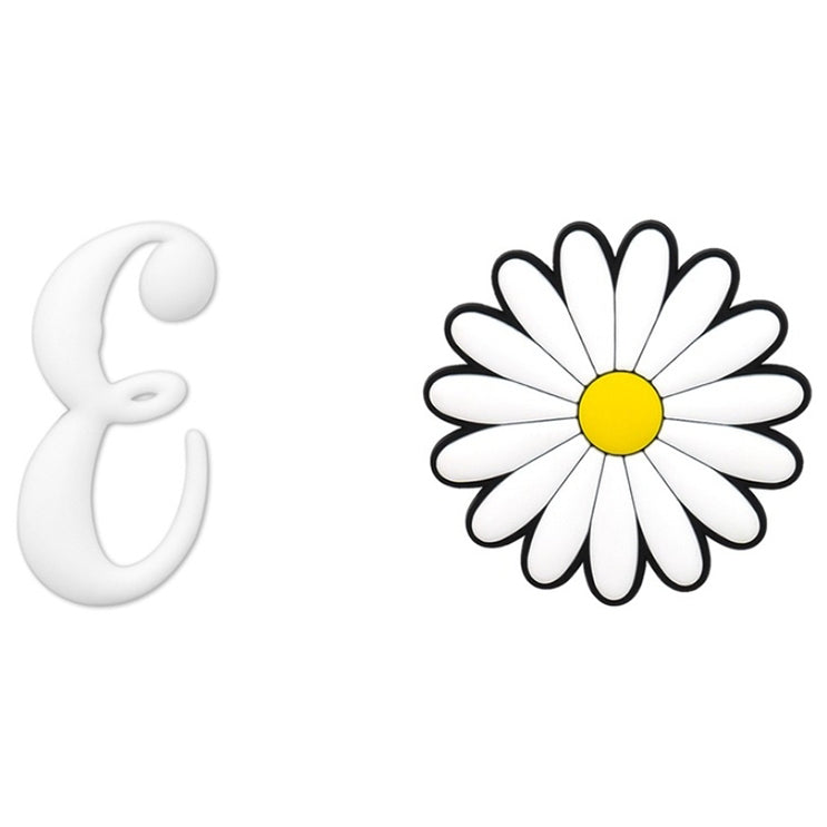 2pcs Letter and Flower Charms for Hand Bag, Decorative Alphabet Accessories Compatible with Rubber Tote