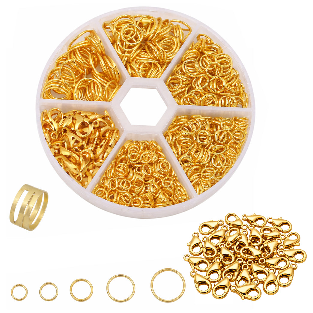 1000pcs Jump Rings Kit, Lobster Claw Clasps and Ring Opener for Jewelry Making and Repair