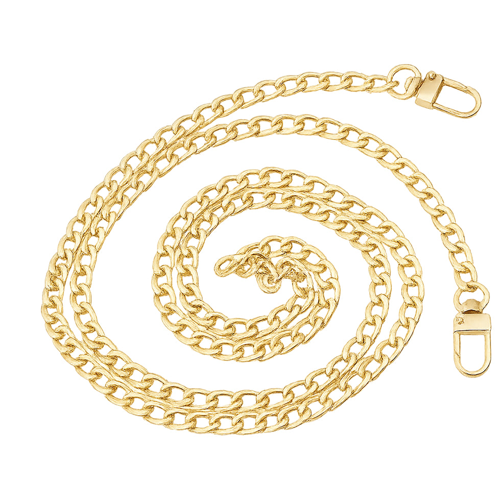 47in Gold Iron Flat Chain Strap with Metal Buckles for Handbag, Shoulder Bag, Crossbody, Purse