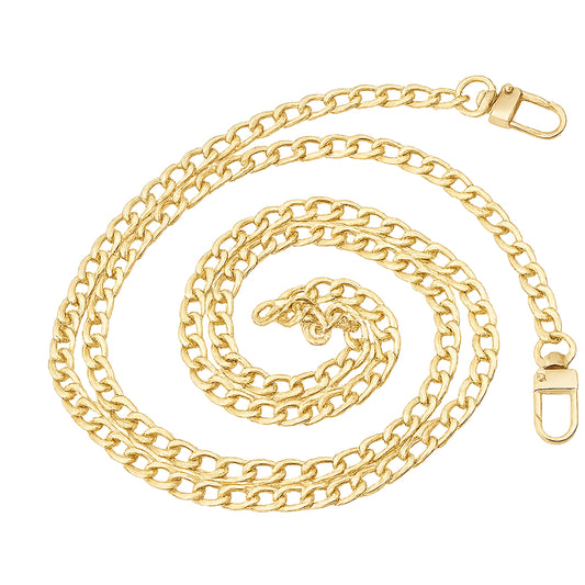 47in Gold Iron Flat Chain Strap with Metal Buckles for Handbag, Shoulder Bag, Crossbody, Purse