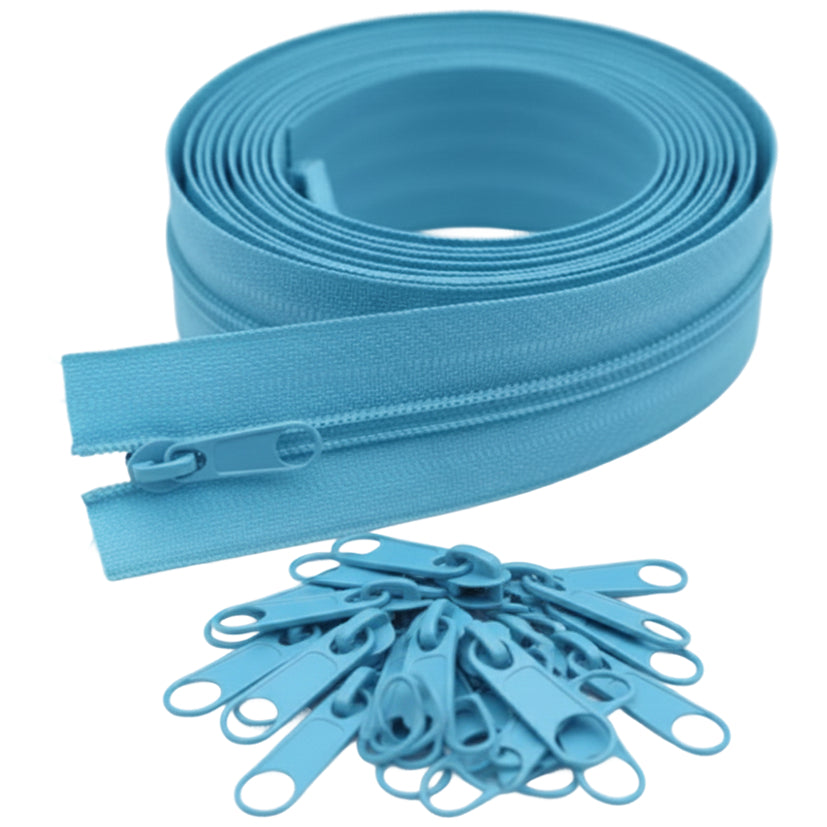 10 Yard Nylon Coil Zipper Roll with 25 Sliders Bulk Sewing Zippers for Bags Clothing Cushions and DIY Crafts