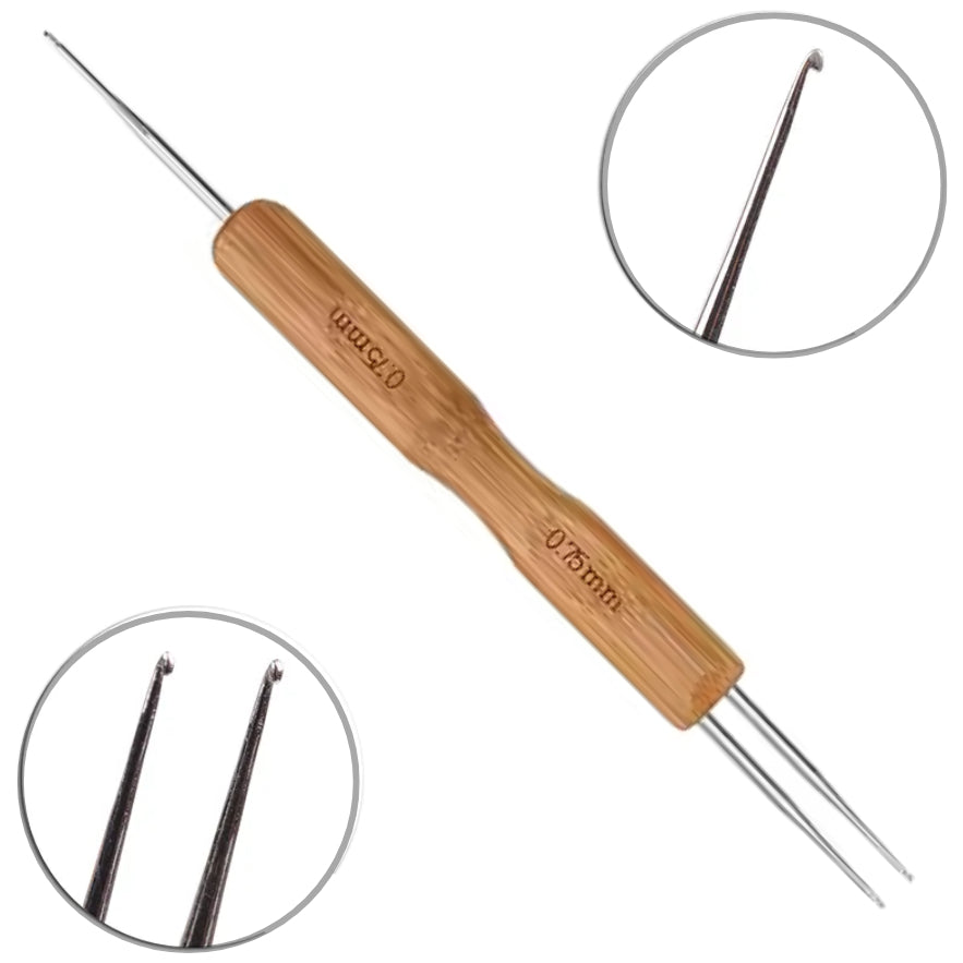 Bamboo Handle Dreadlocks Crochet Hook Tool for Yarn Crafts, Locs, Dreads, Braids, and Hair Styling