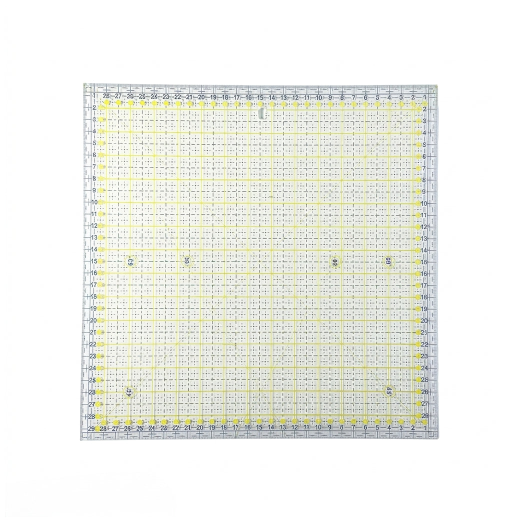 Non-Slip Acrylic Square Quilting Ruler with Numbering and Angle Guides for Sewing and Craft Projects